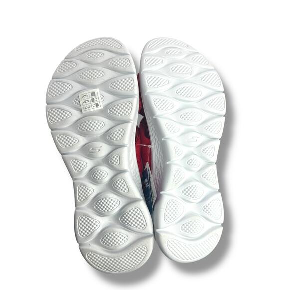 NEW Skechers Go Walk Flex Sandals Size 10 Patriotic Slip On Red Sparkles Flat - Picture 4 of 12